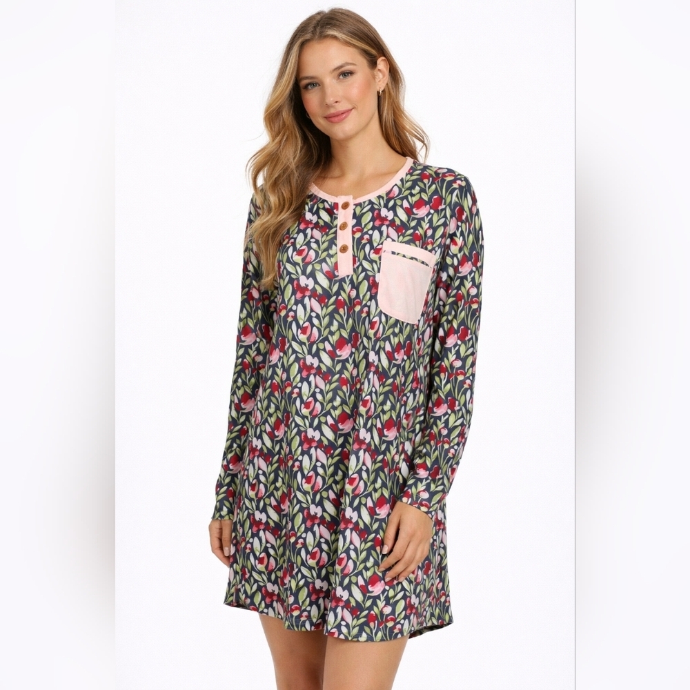 Sweethoney Floral Button Nightgown- Multicolor Sz.M #1193